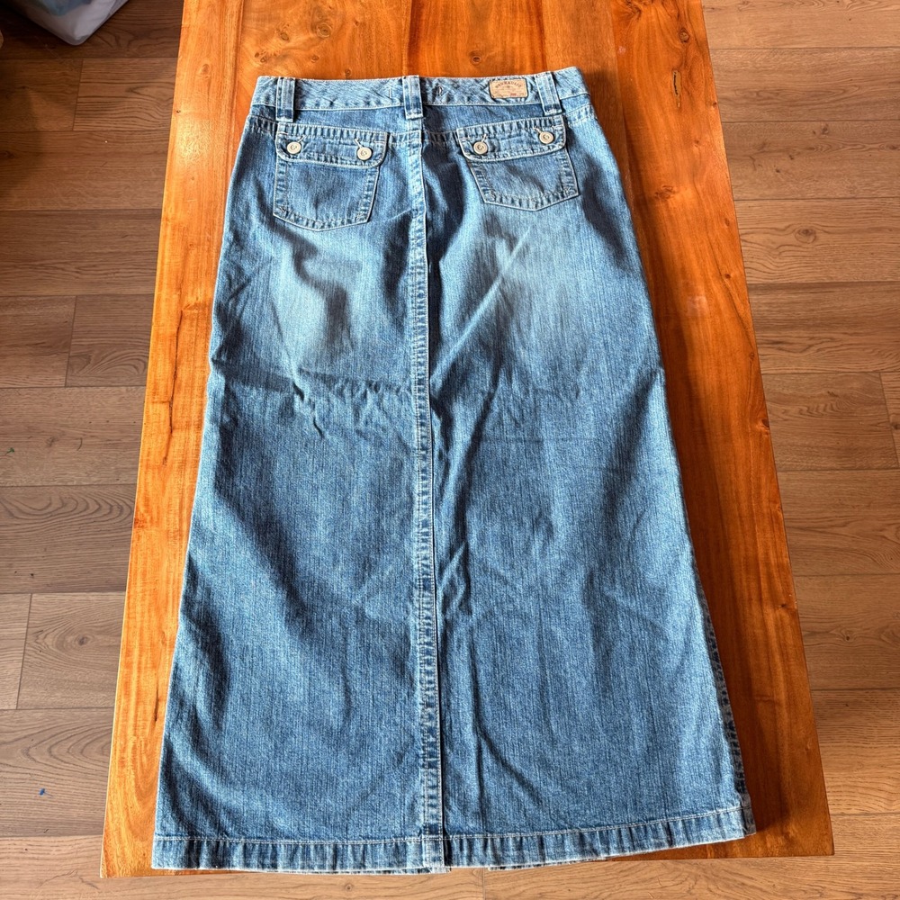 Vintage Hydraulic Women's Long Blue Denim Split Front Skirt Size 13/14‎ - Picture 7 of 8